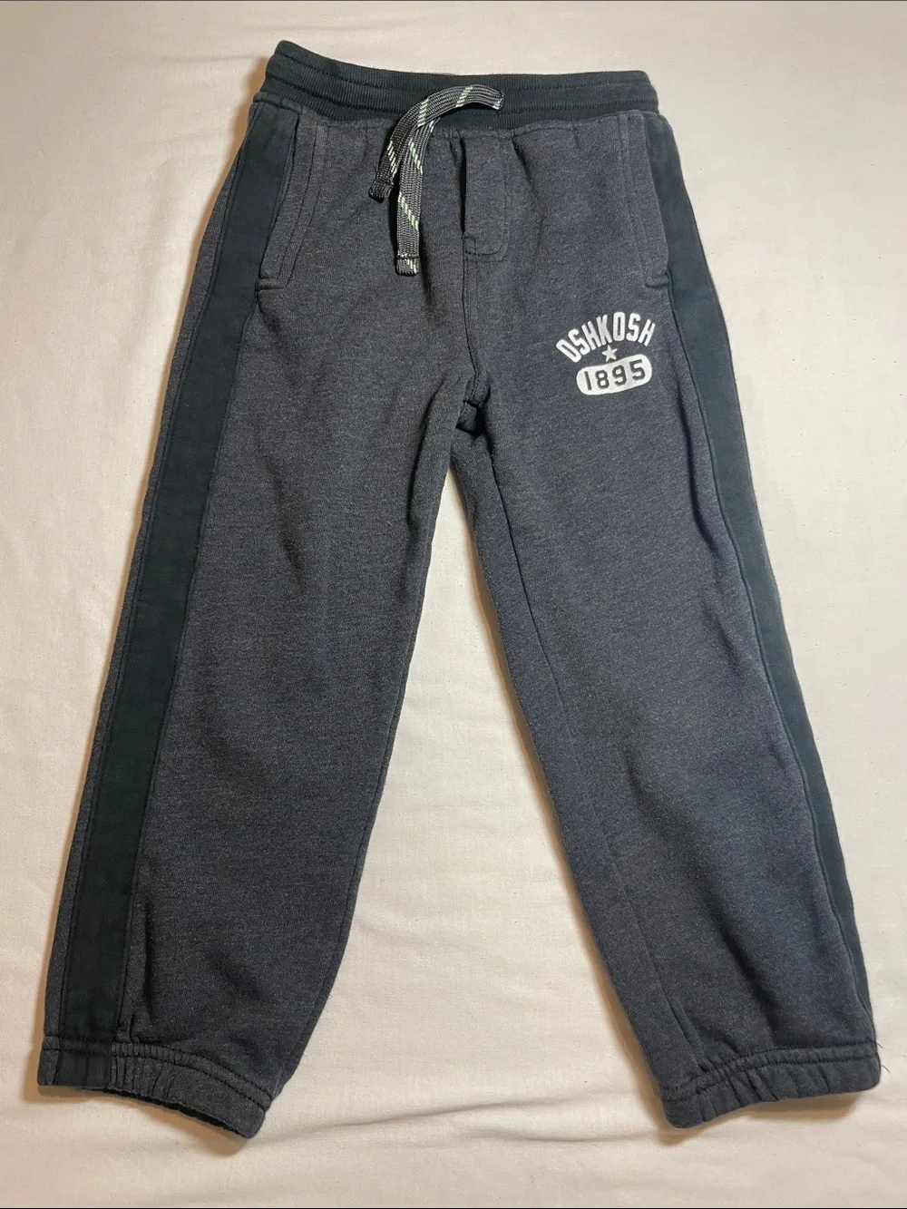 OshKosh B'gosh Dark Gray Fleece Jogger Pants with Side Stripe